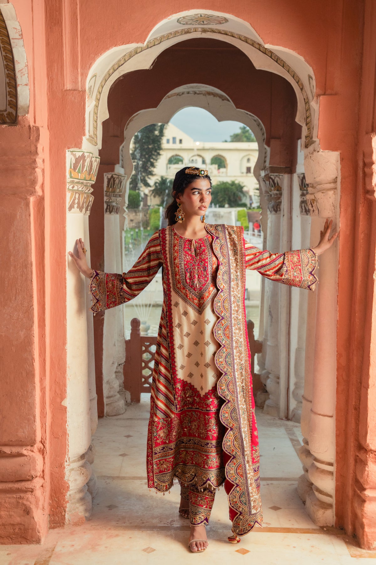 Adaa Off-White A-Line Long Kurta Set