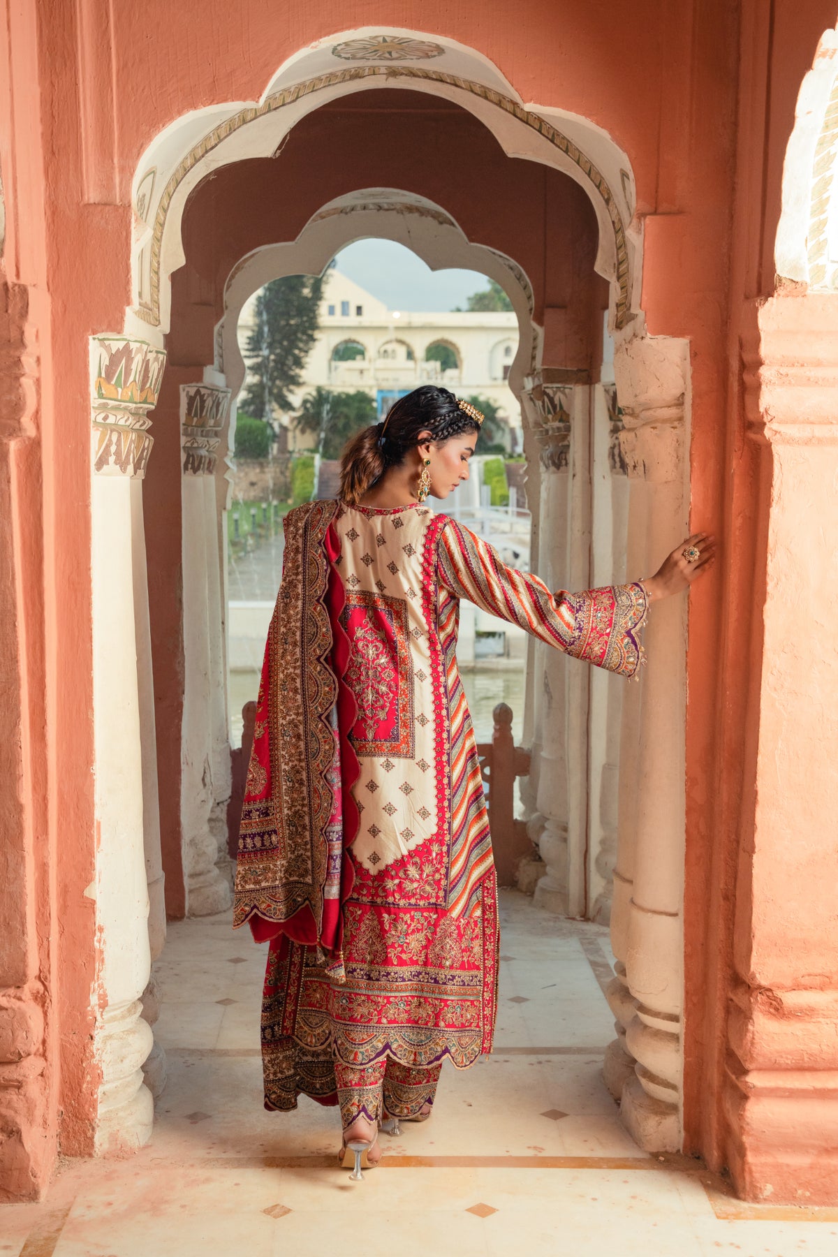 Adaa Off-White A-Line Long Kurta Set