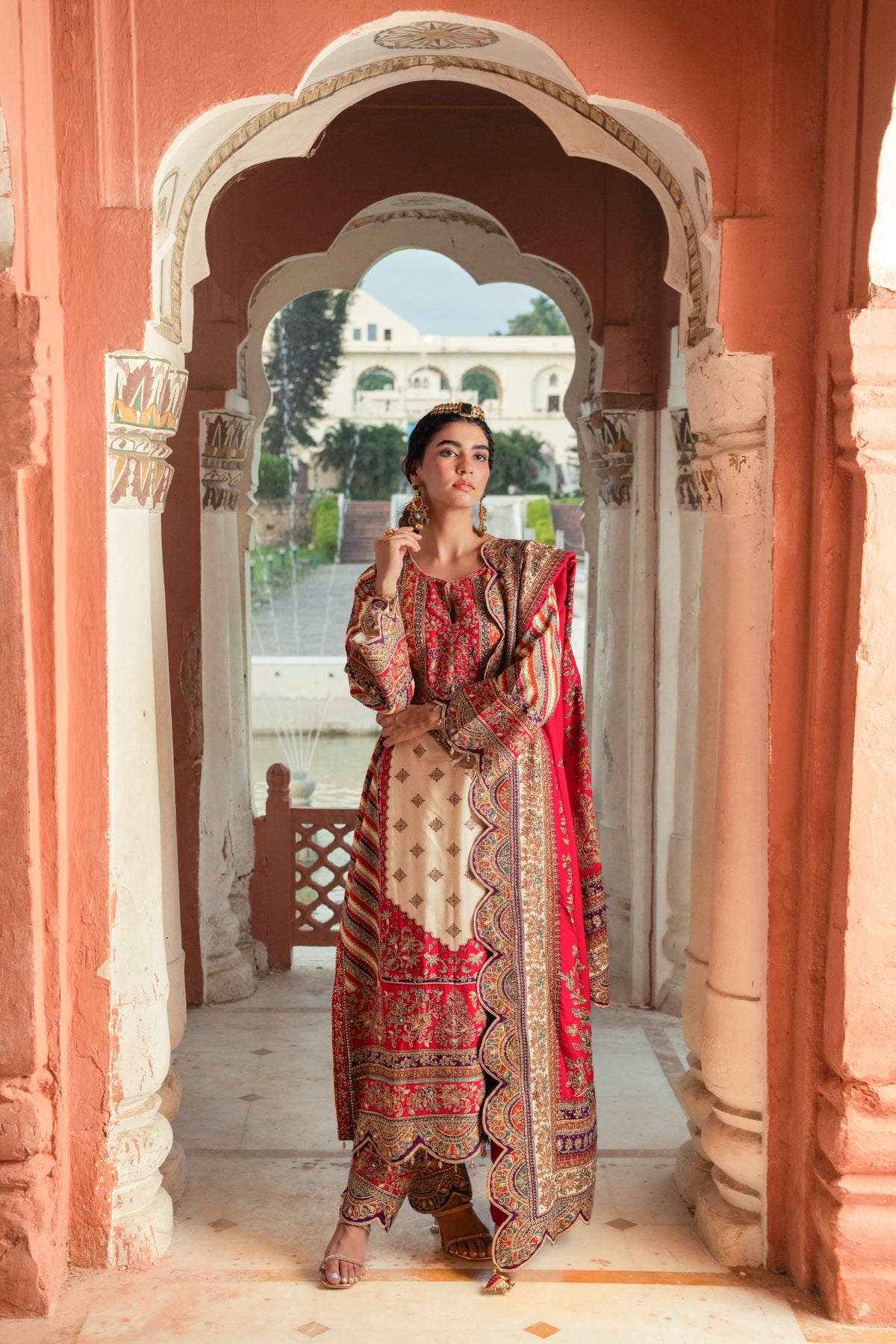 Adaa Off-White A-Line Long Kurta Set