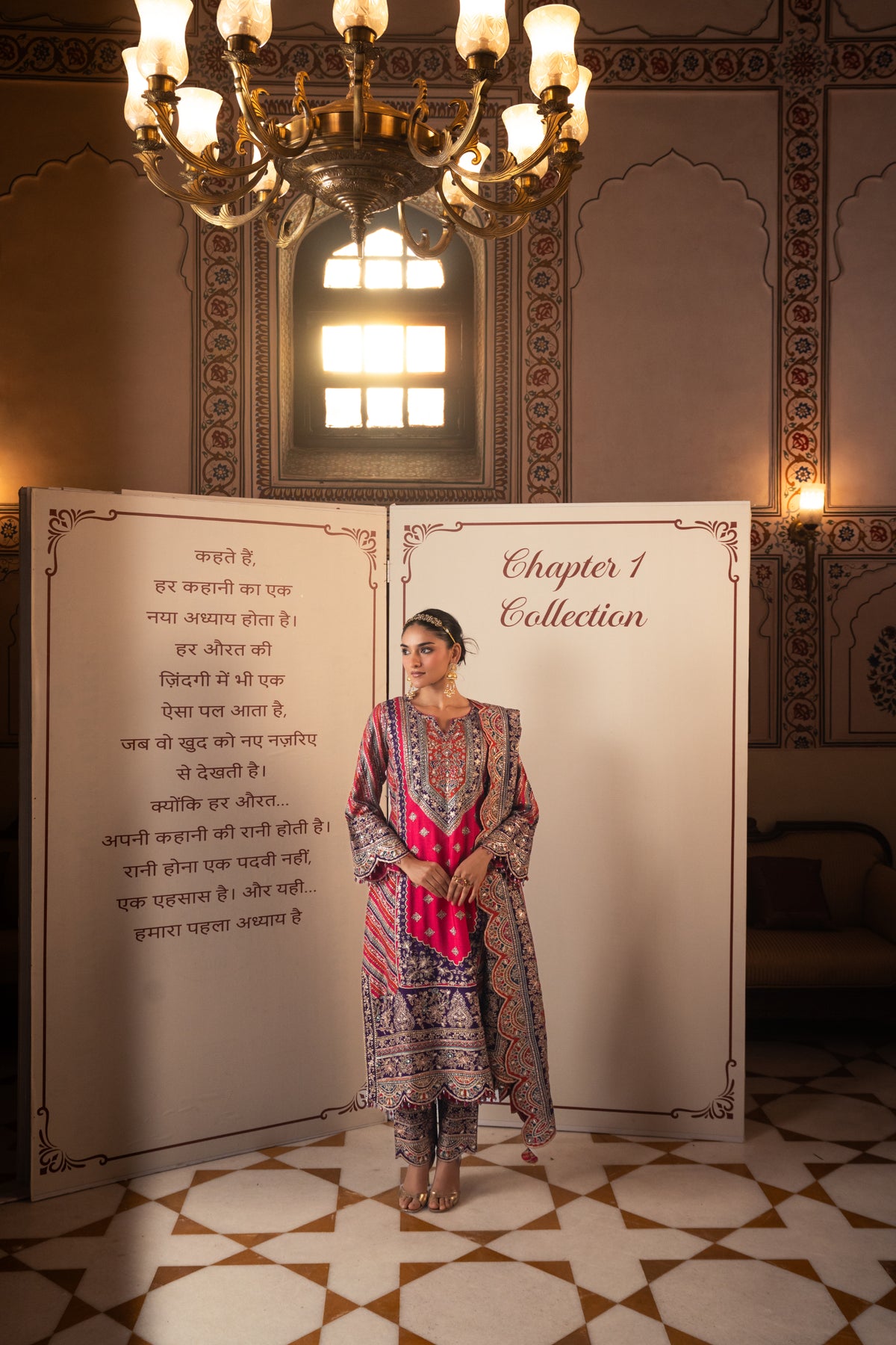 Adaa Purple A-Line Long Kurta Set
