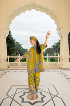 Gulnaar Mustard Kaftan Set