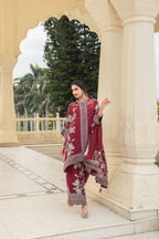 Gulnaar Burgundy Kaftan Set