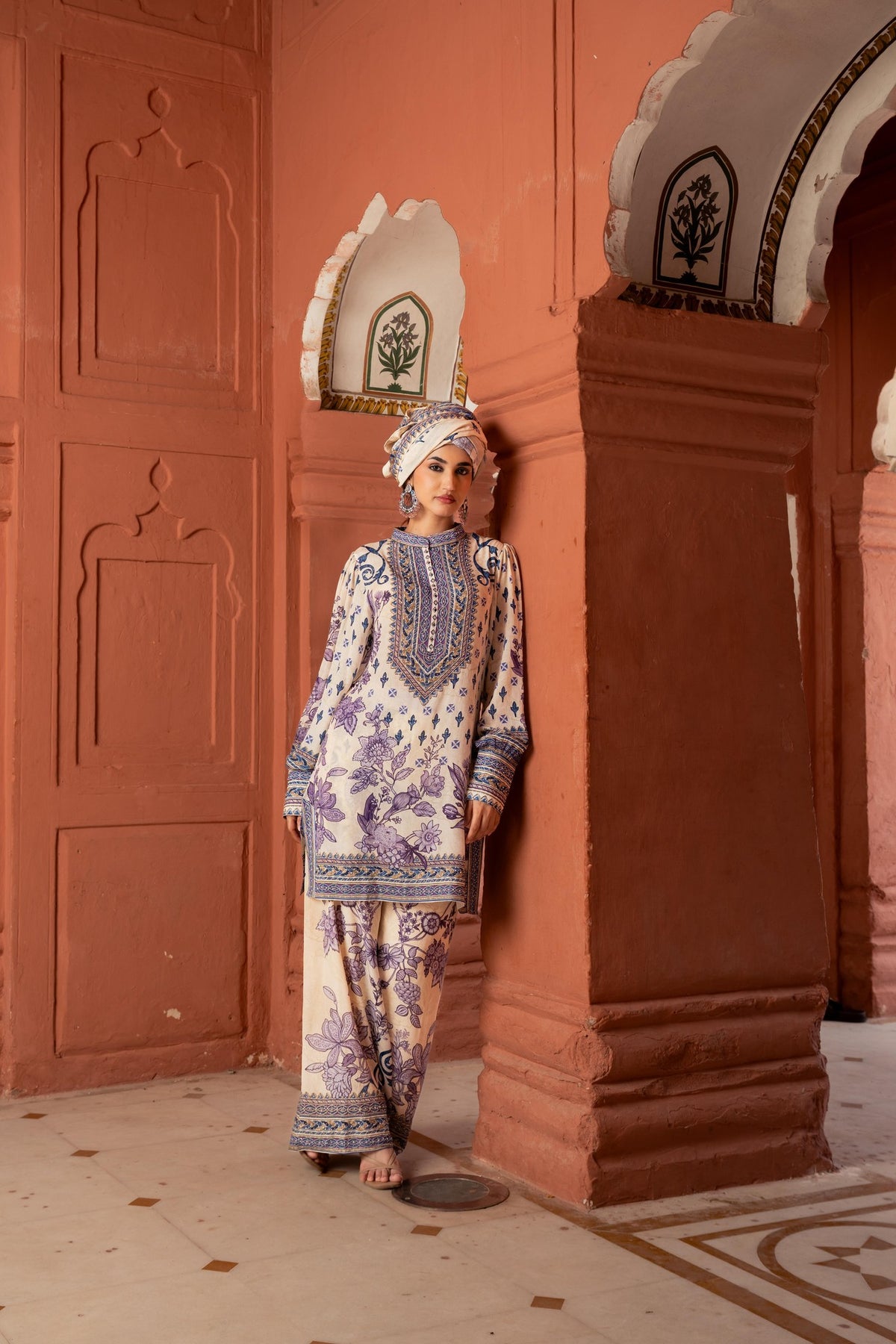 Meher Off-White Short Kurta with Pants