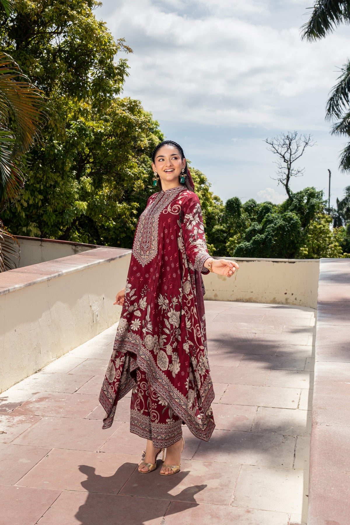 Nargis Burgundy A-Line Kurta Set