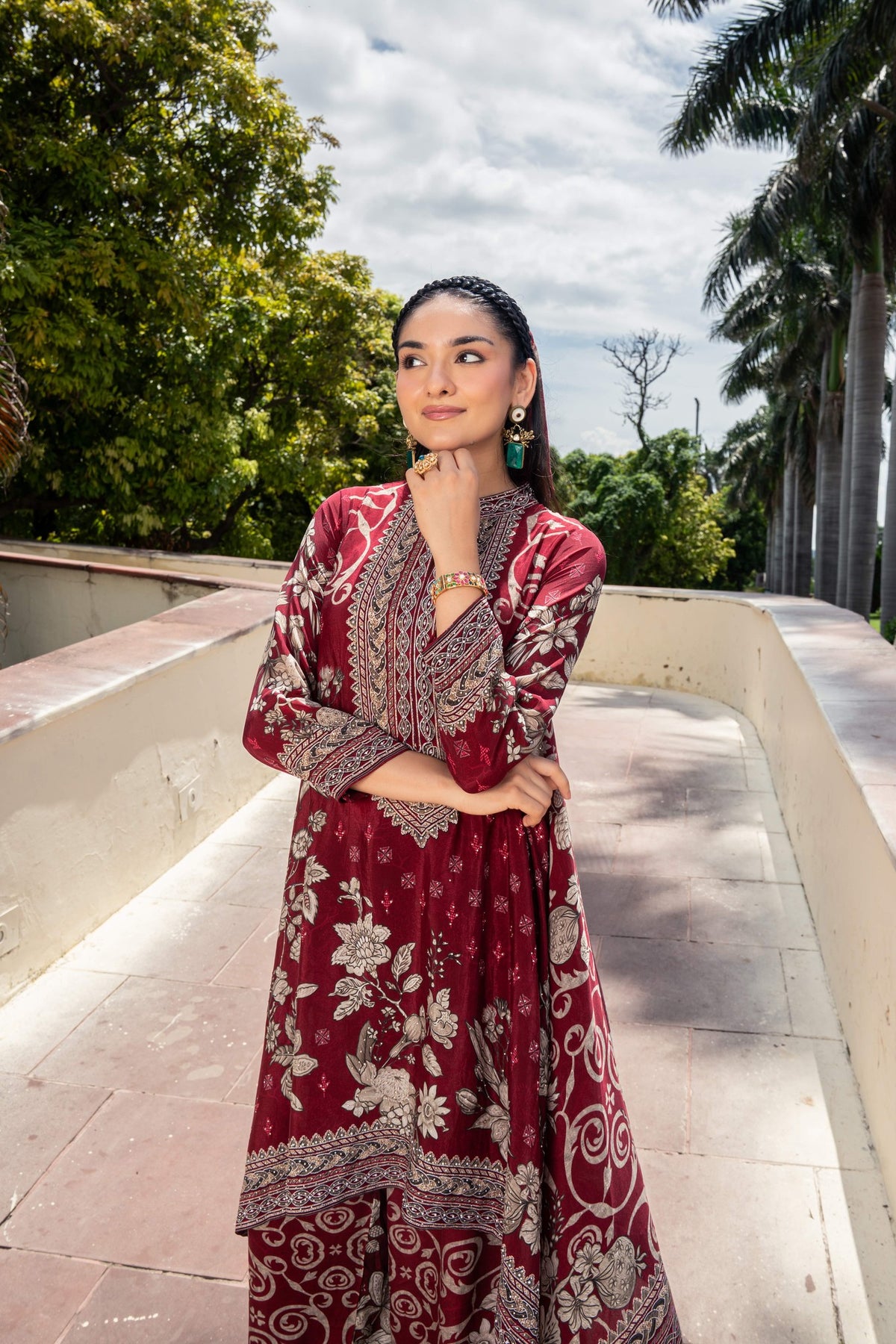 Nargis Burgundy A-Line Kurta Set