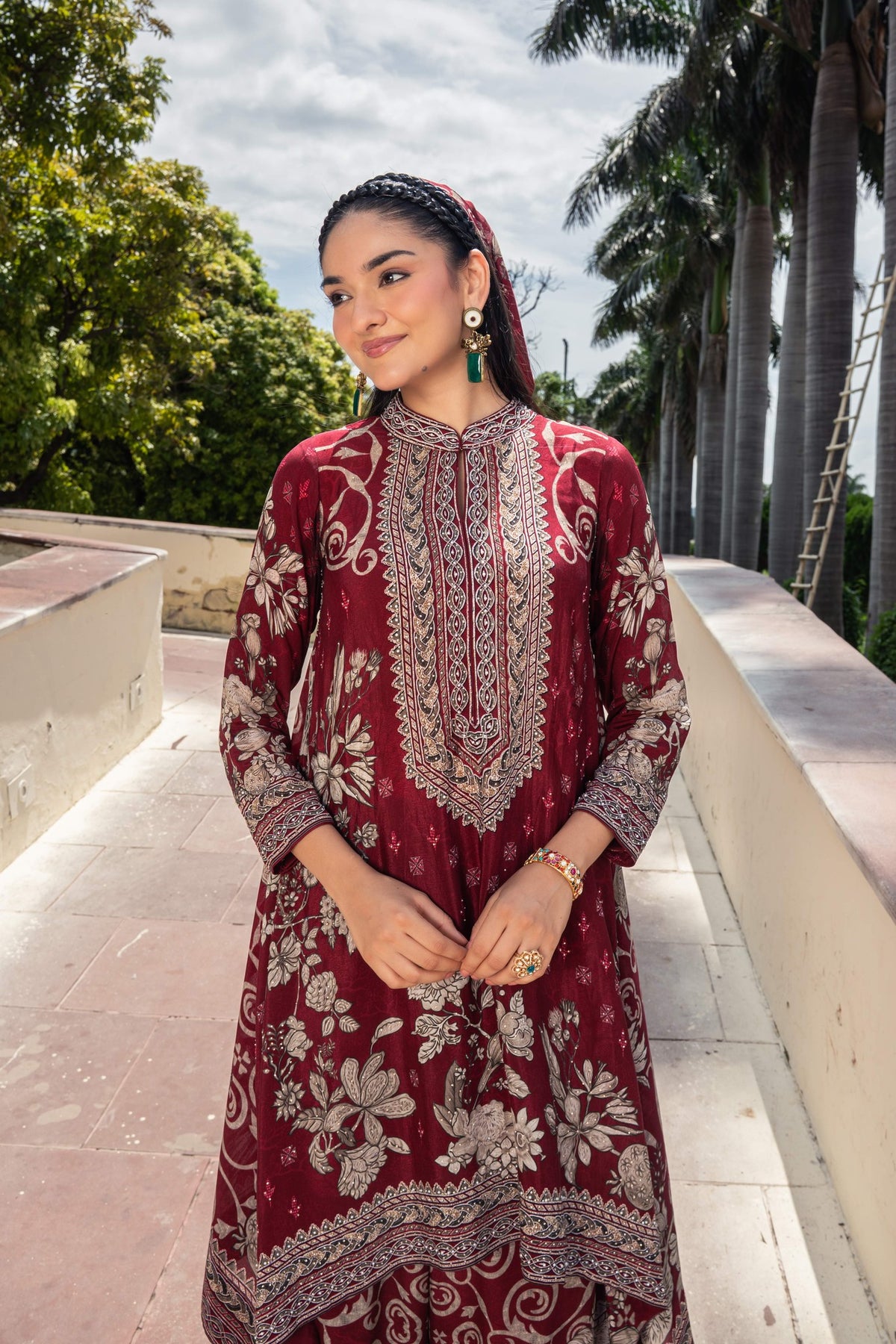 Nargis Burgundy A-Line Kurta Set