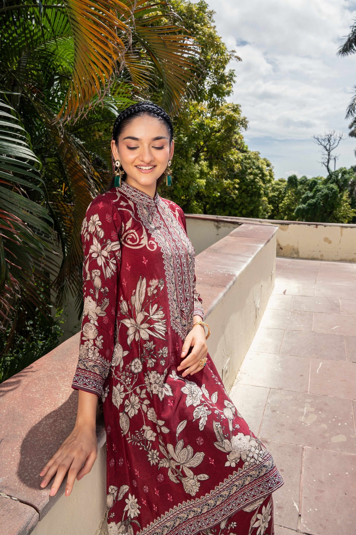 Nargis Burgundy A-Line Kurta Set