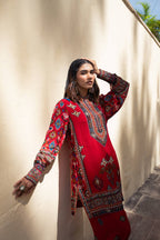 Saanjh Red Short Kurta with Pants