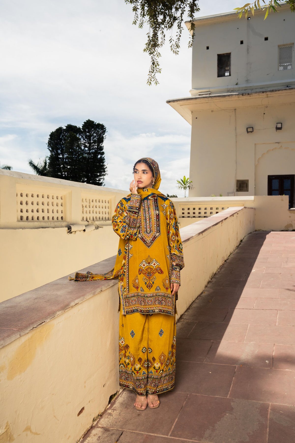 Saanjh Mustard Short Kurta with Pants
