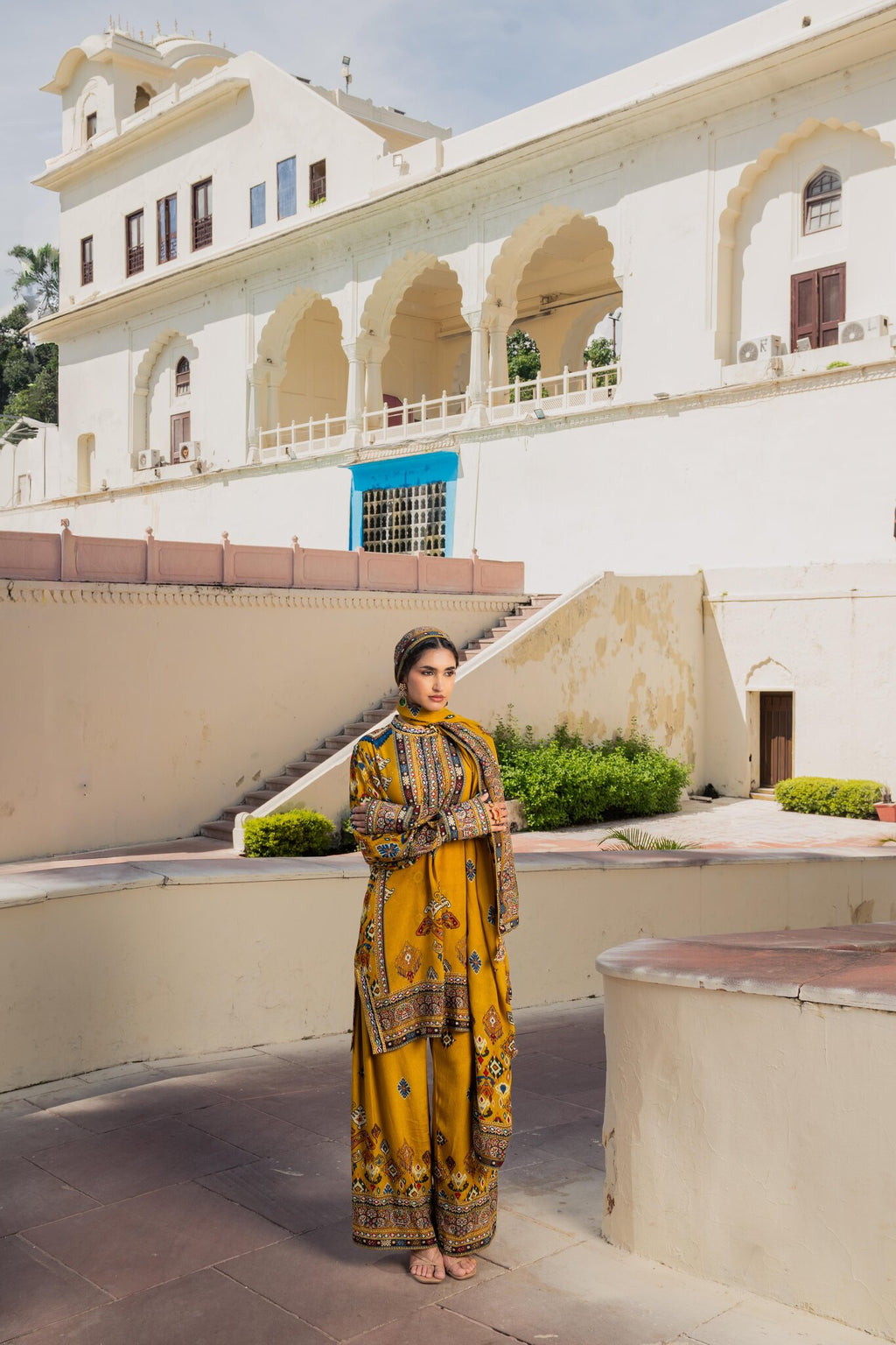 Saanjh Mustard Short Kurta with Pants