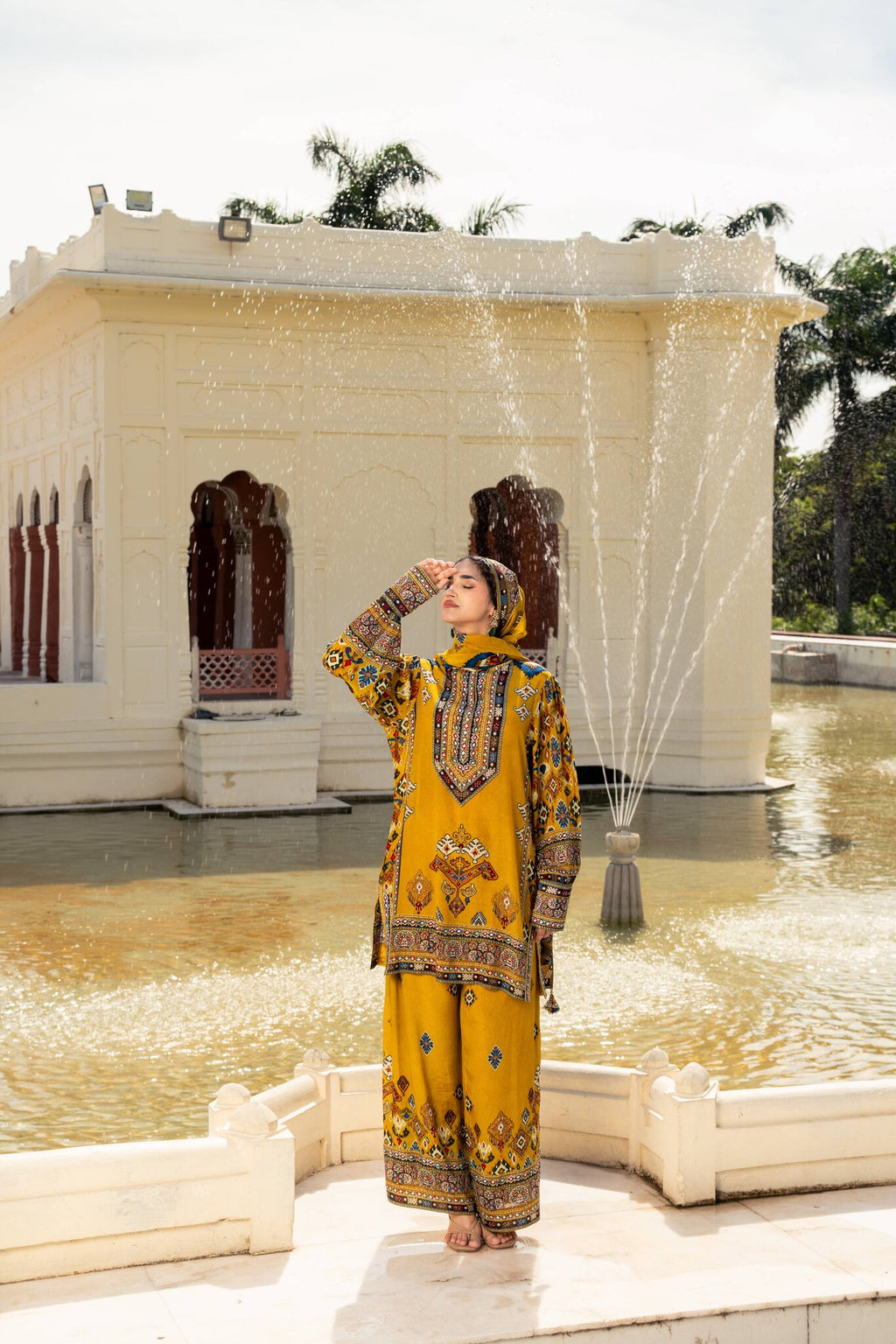 Saanjh Mustard Short Kurta with Pants