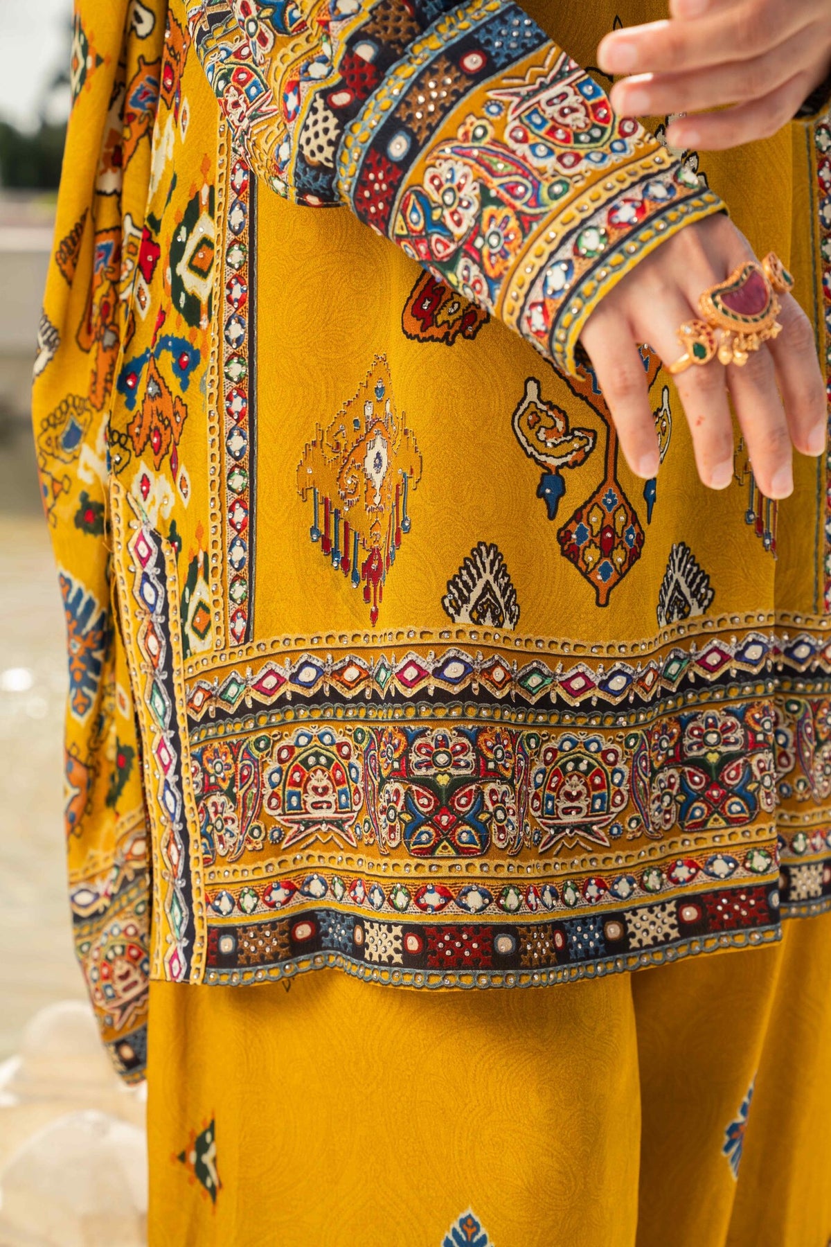 Saanjh Mustard Short Kurta with Pants
