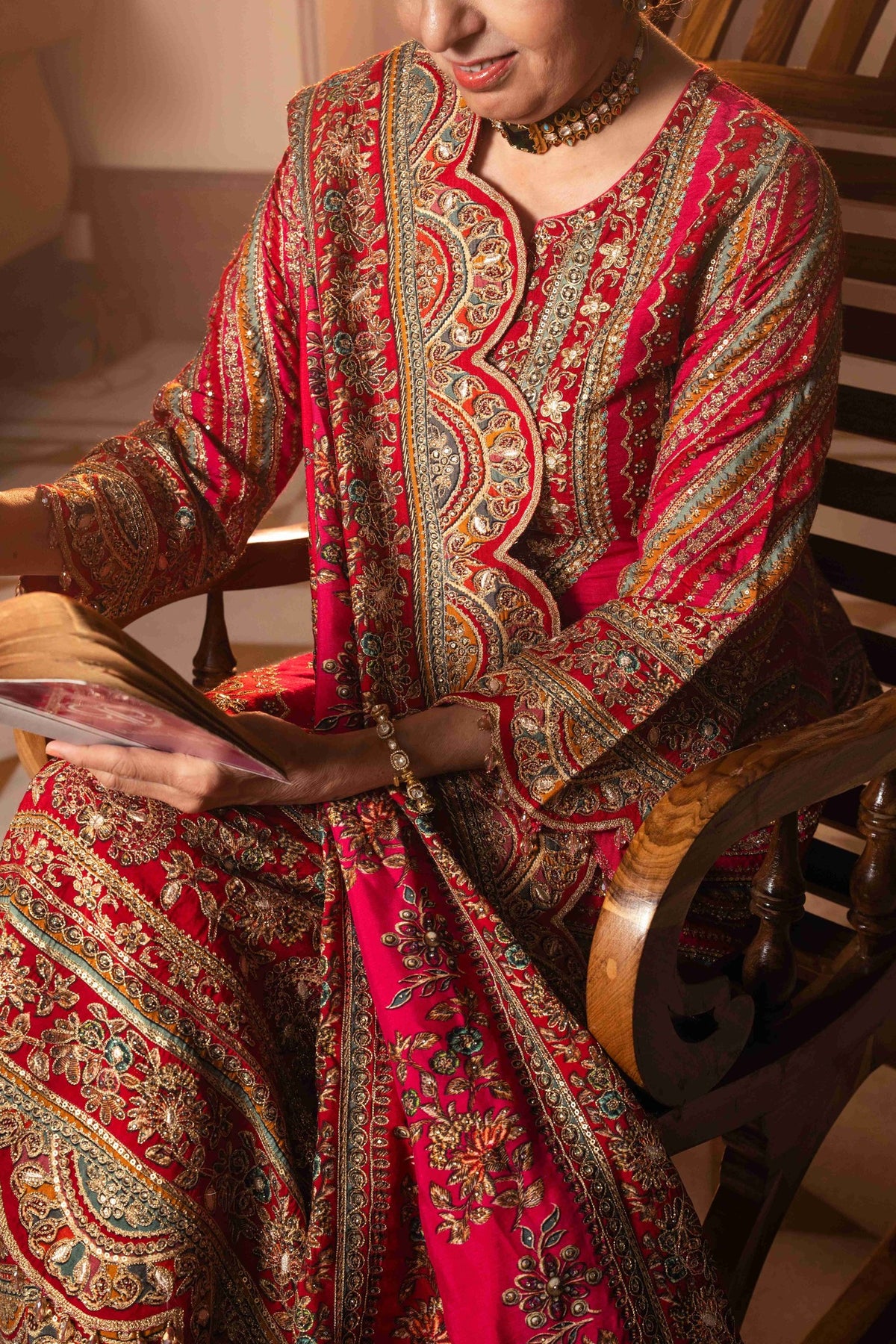 Adaa Raani Pink A-Line Long Kurta Set