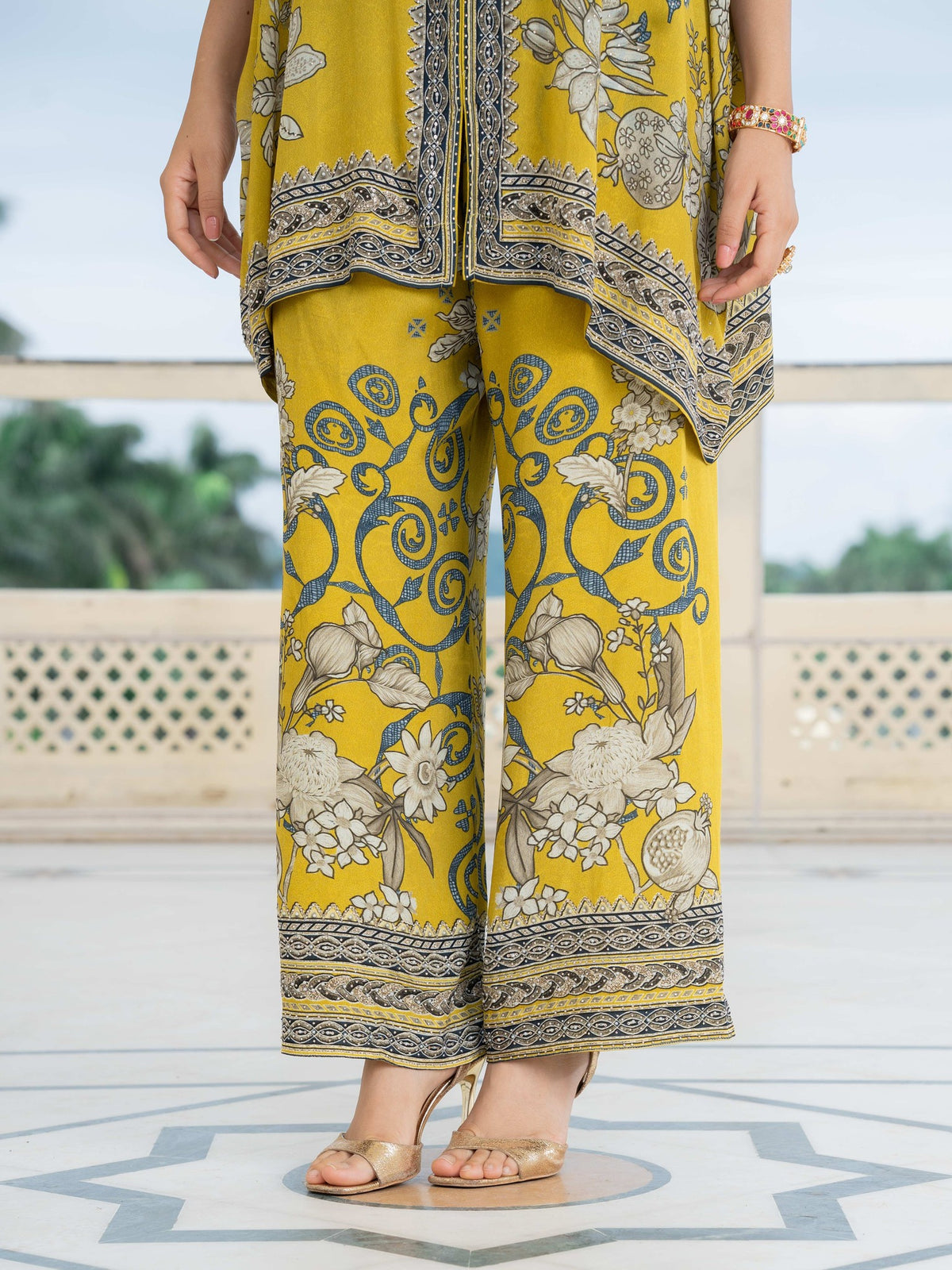 Gulnaar Mustard Kaftan Set