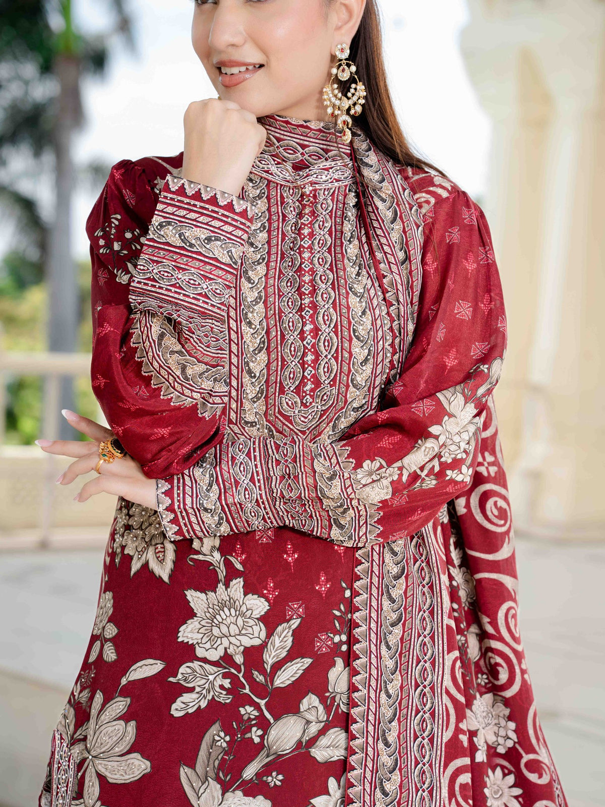 Meher Burgundy Short Kurta with Pants