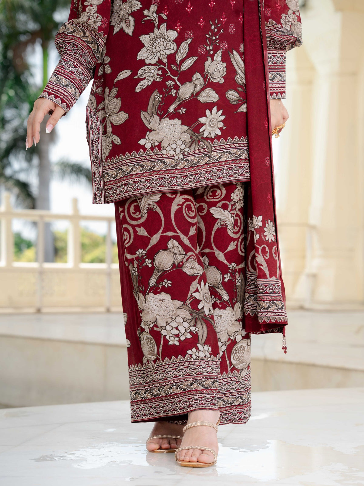 Meher Burgundy Short Kurta with Pants