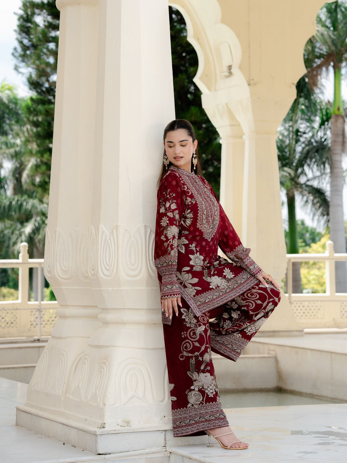 Meher Burgundy Short Kurta with Pants