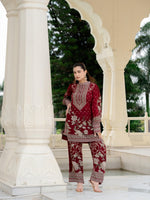 Meher Burgundy Short Kurta with Pants