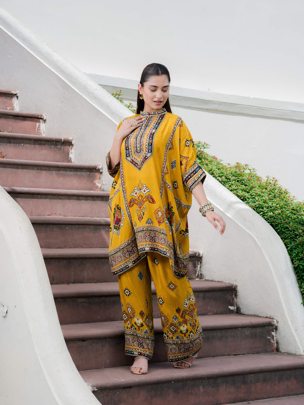 Khwaab Mustard Kaftan Set