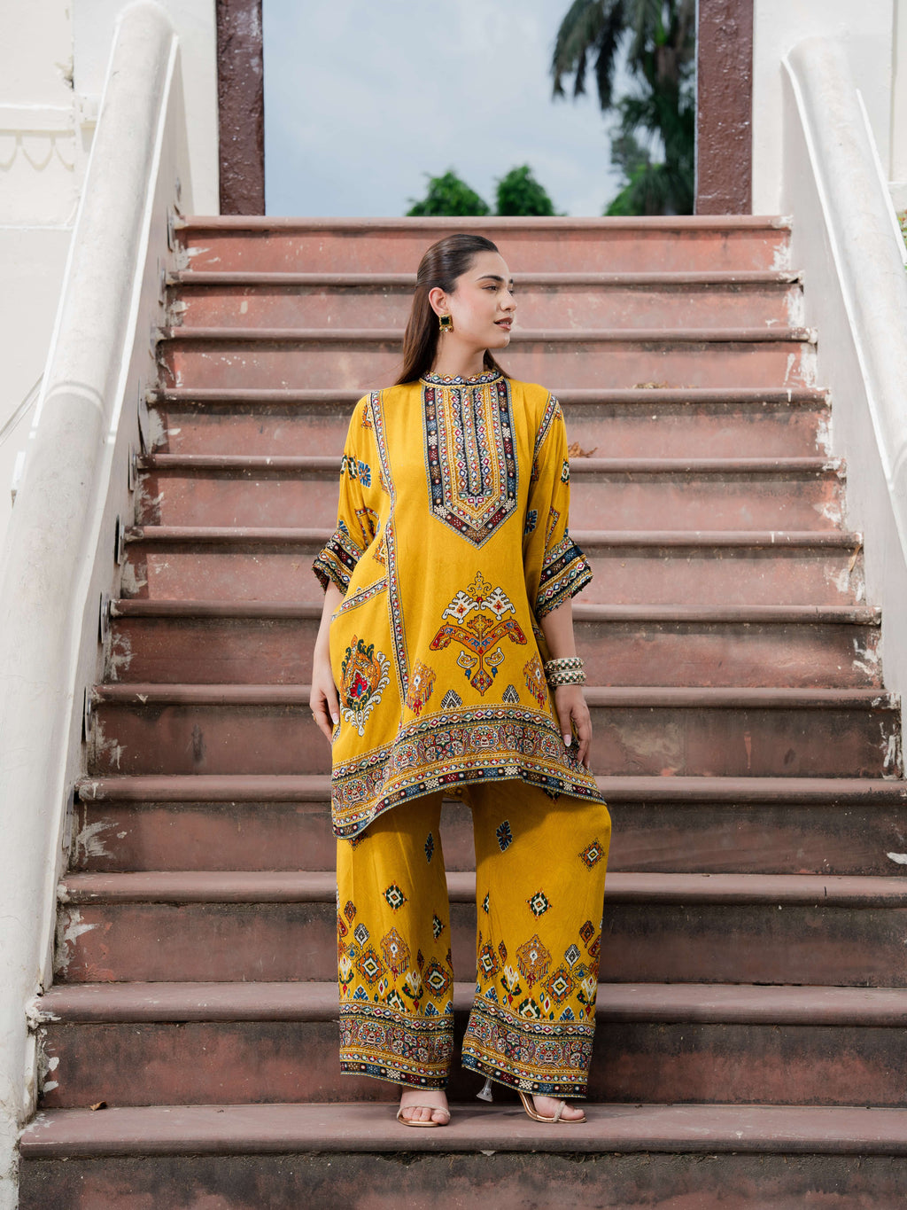 Khwaab Mustard Kaftan Set