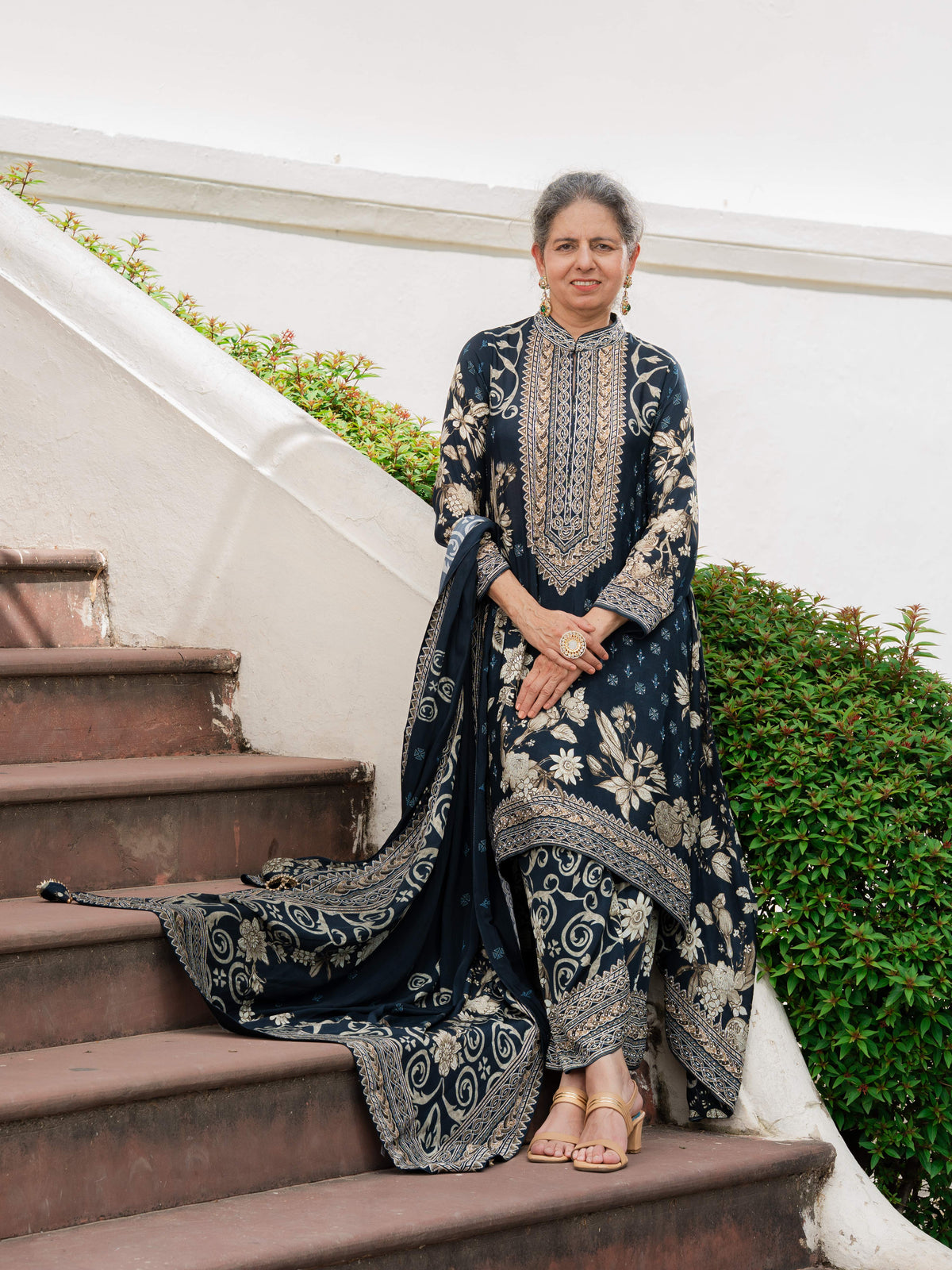 Nargis Black A-Line Kurta Set