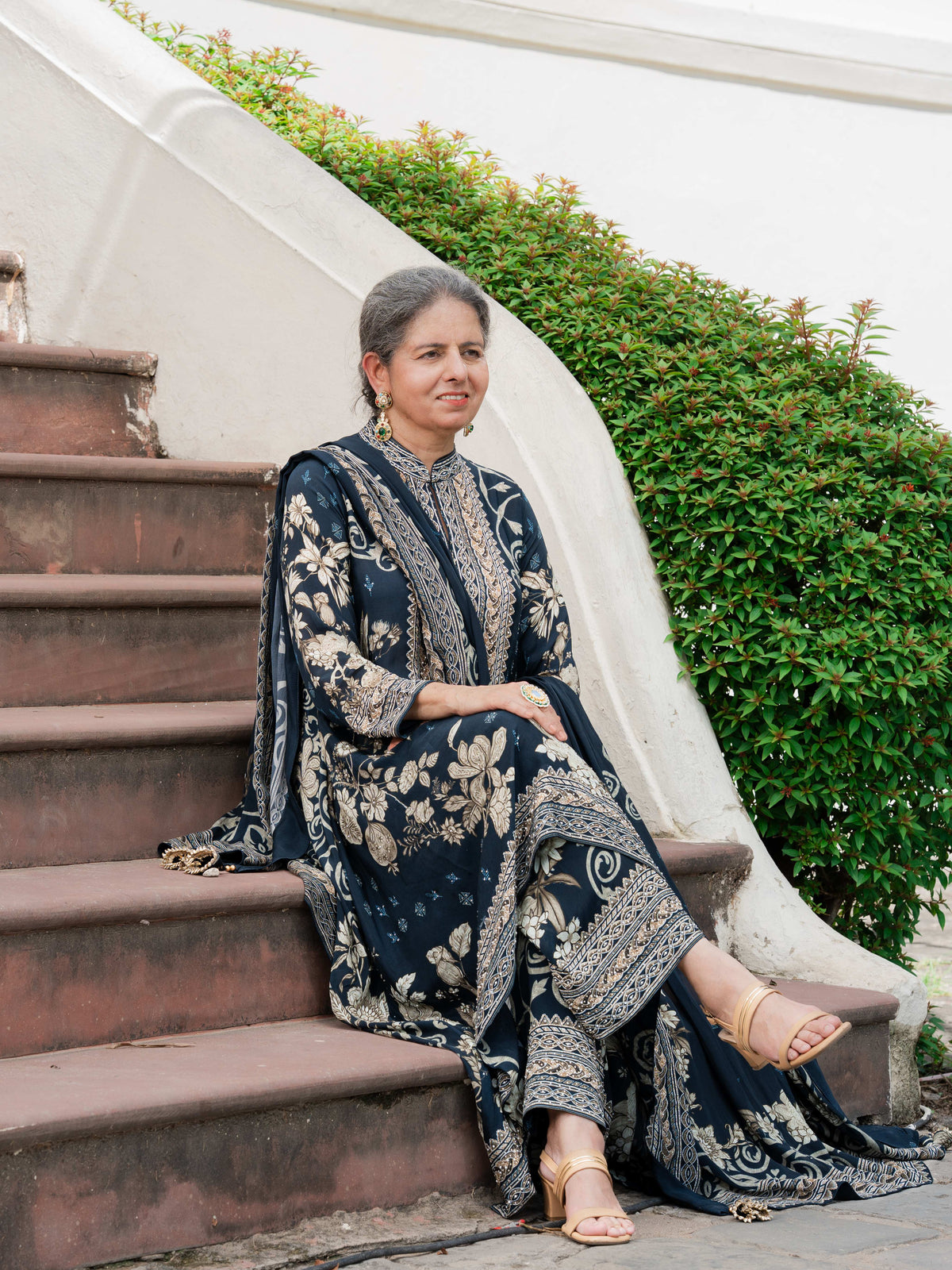 Nargis Black A-Line Kurta Set