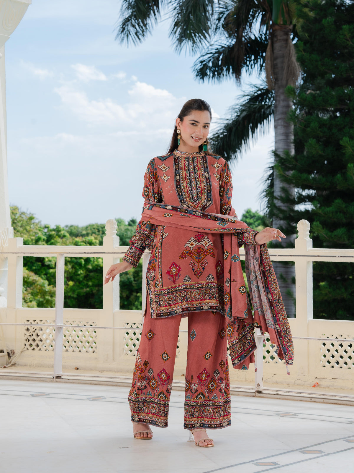 Saanjh Blush Pink Short Kurta with Pants