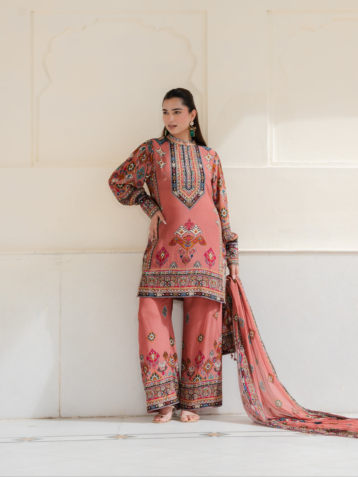 Saanjh Blush Pink Short Kurta with Pants