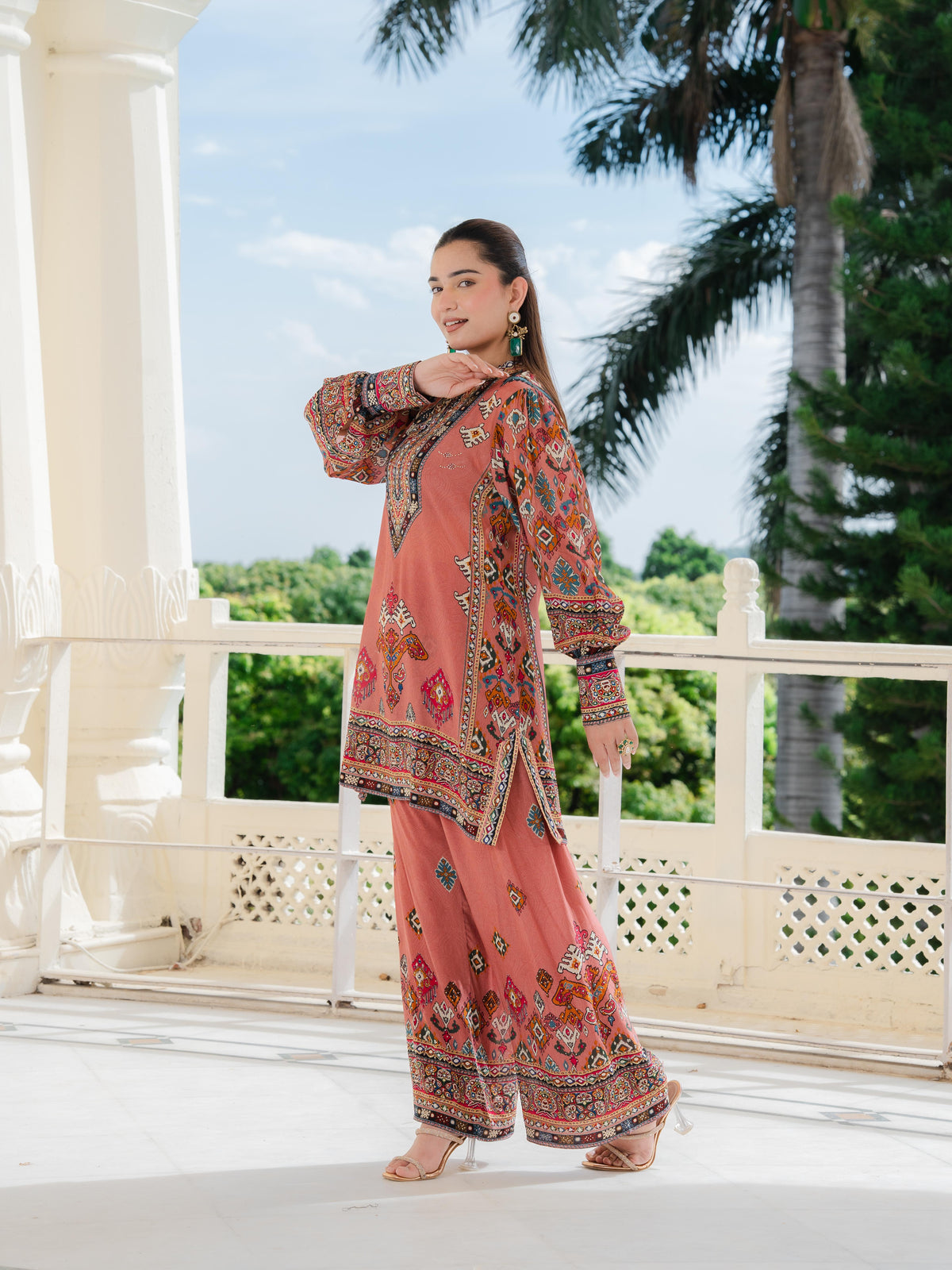 Saanjh Blush Pink Short Kurta with Pants
