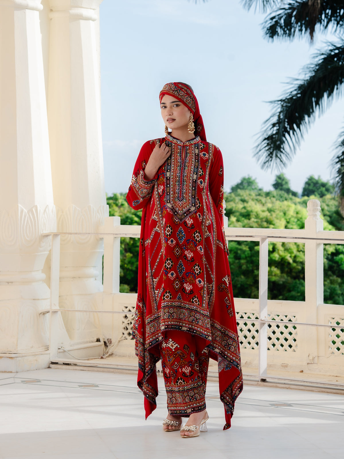 Ziya Red A-Line Kurta Set