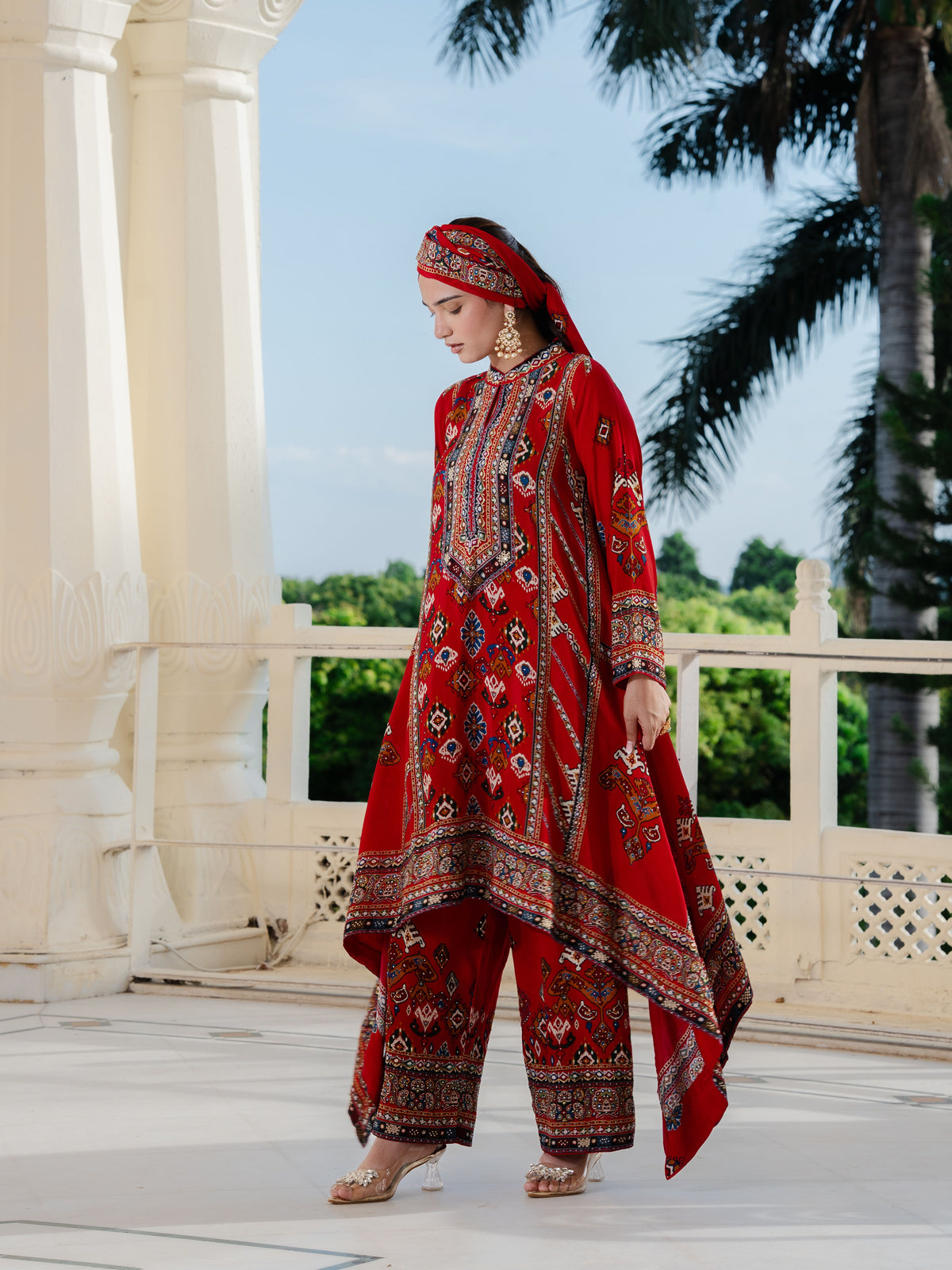 Ziya Red A-Line Kurta Set