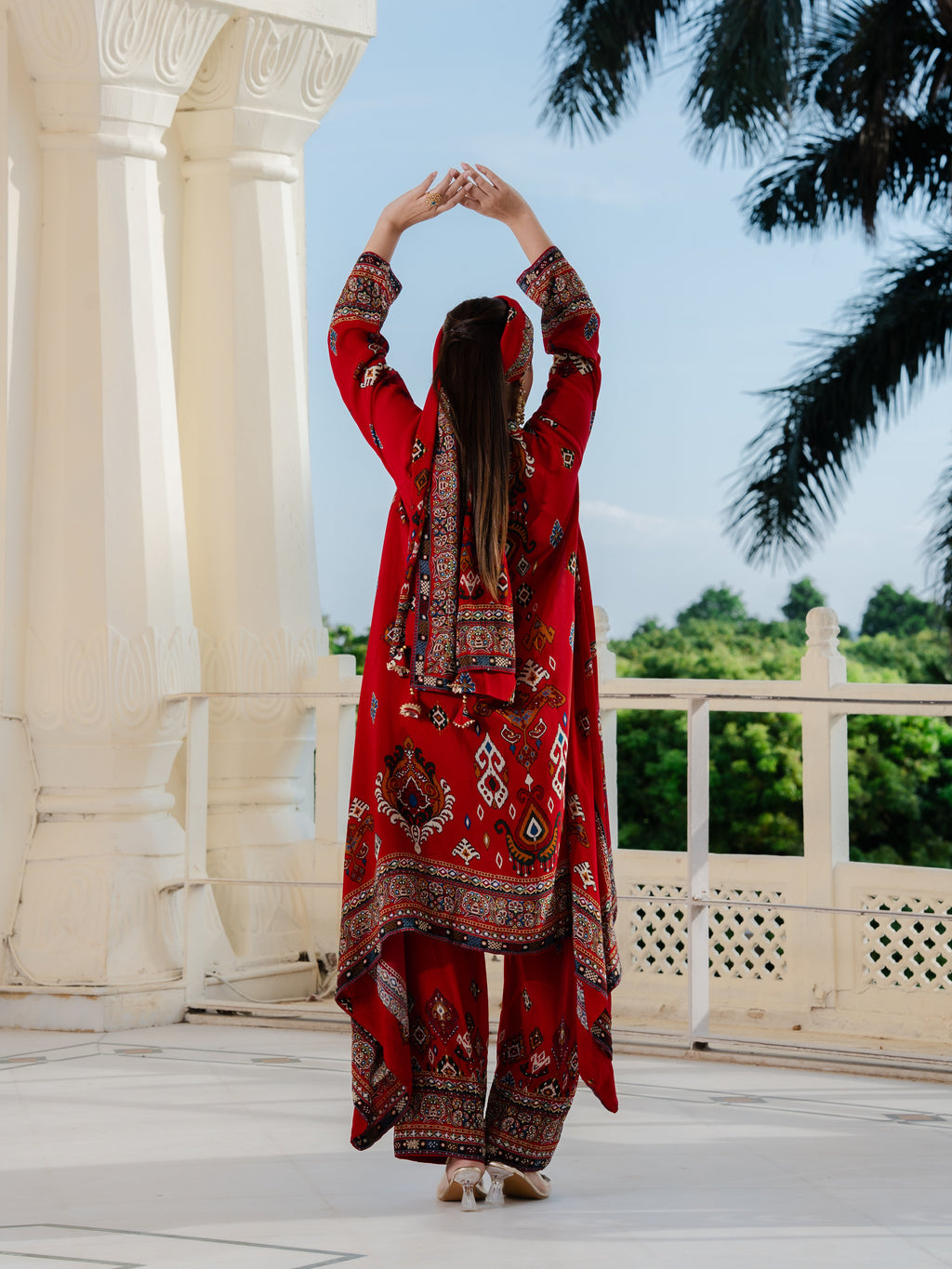 Ziya Red A-Line Kurta Set