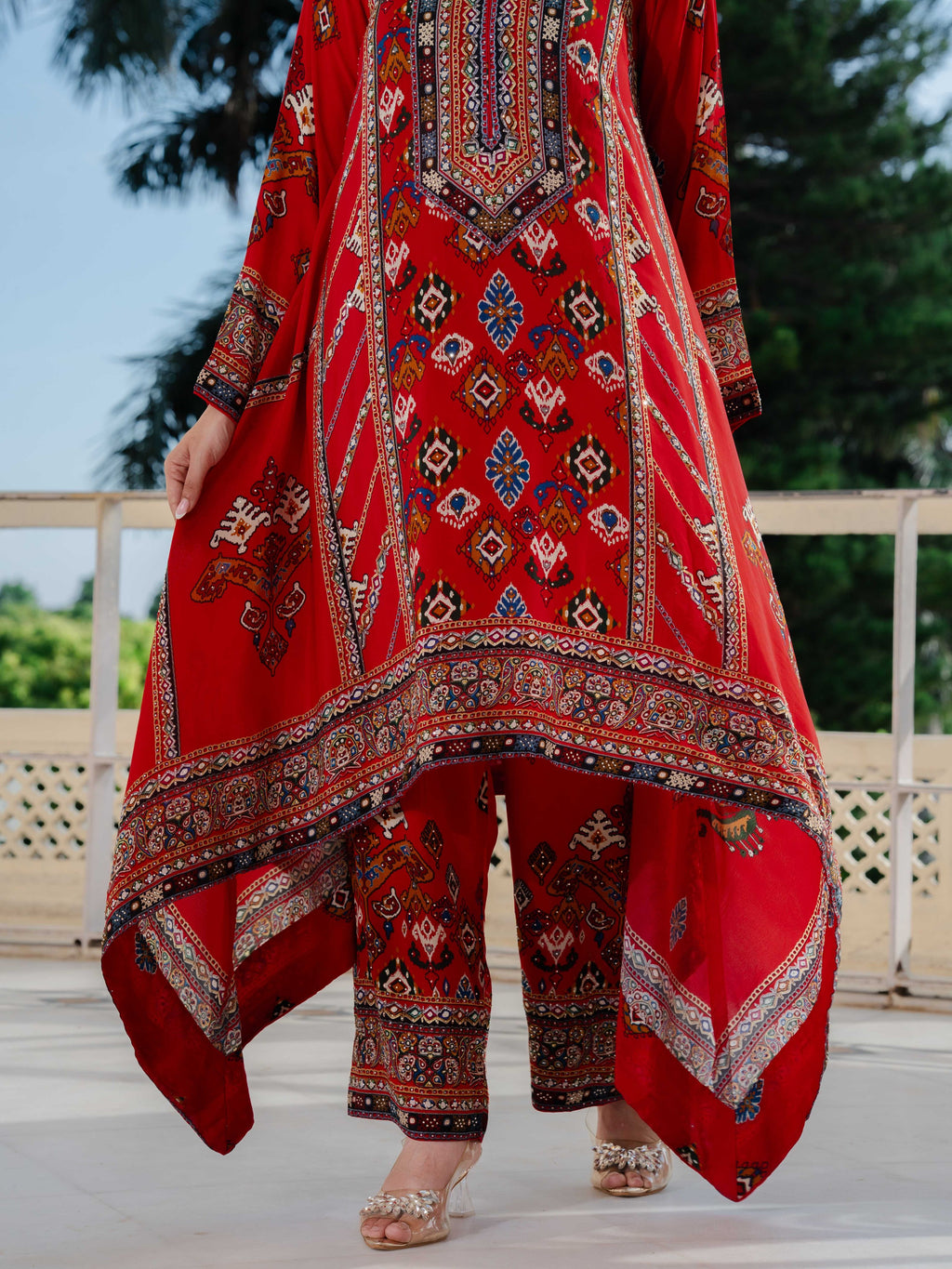 Ziya Red A-Line Kurta Set