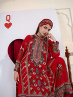 Ziya Red A-Line Kurta Set