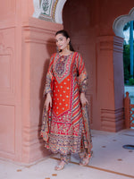 Adaa Burnt Orange A-Line Long Kurta Set