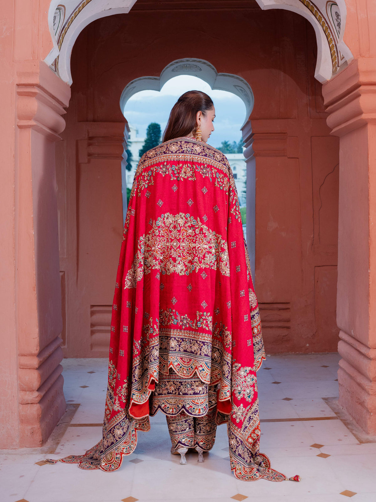 Adaa Burnt Orange A-Line Long Kurta Set