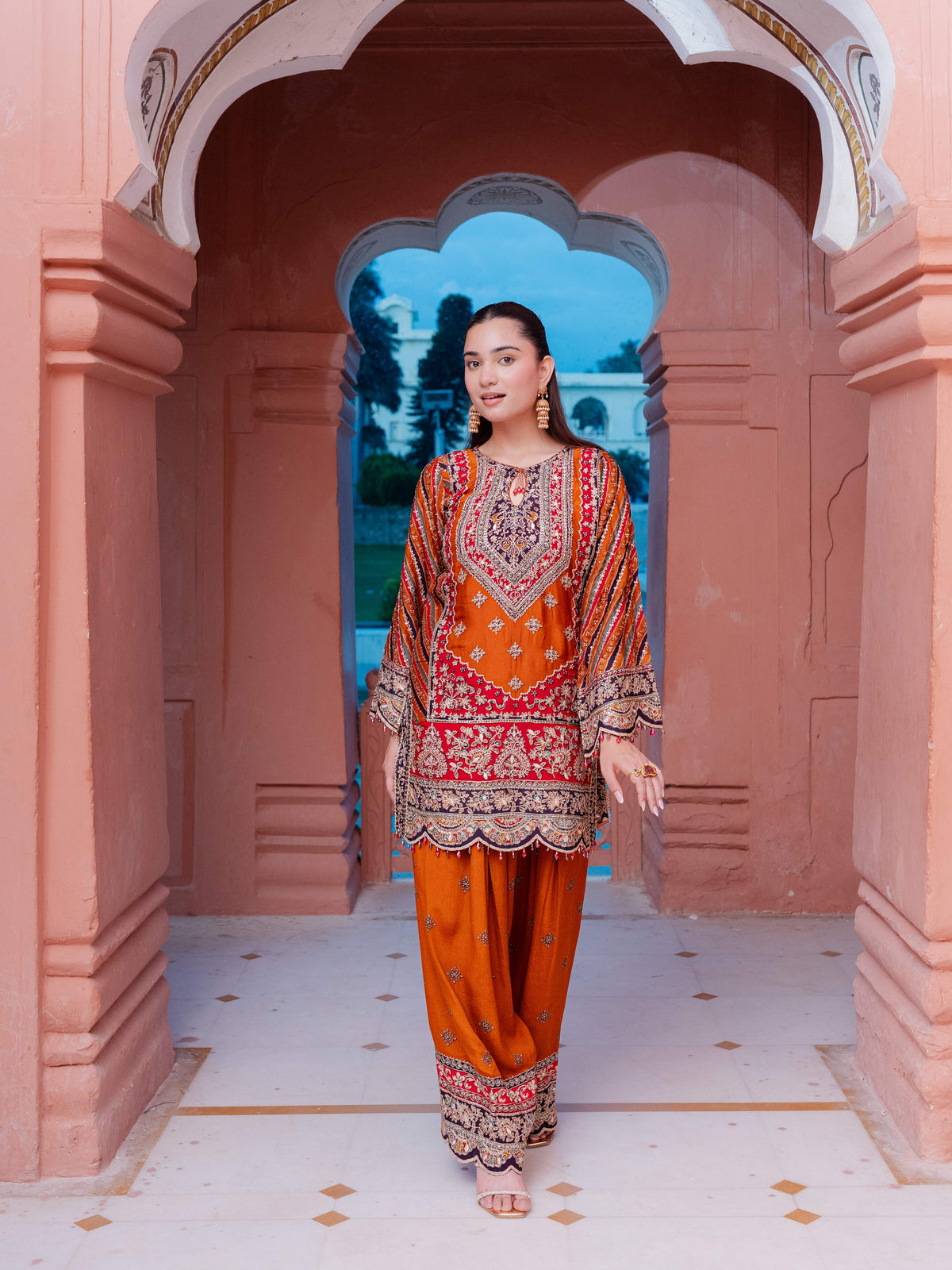 Noor Burnt Orange Kurta with Farshi Salwar
