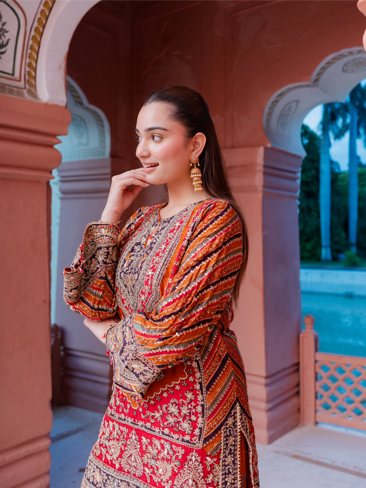 Noor Burnt Orange Kurta with Farshi Salwar
