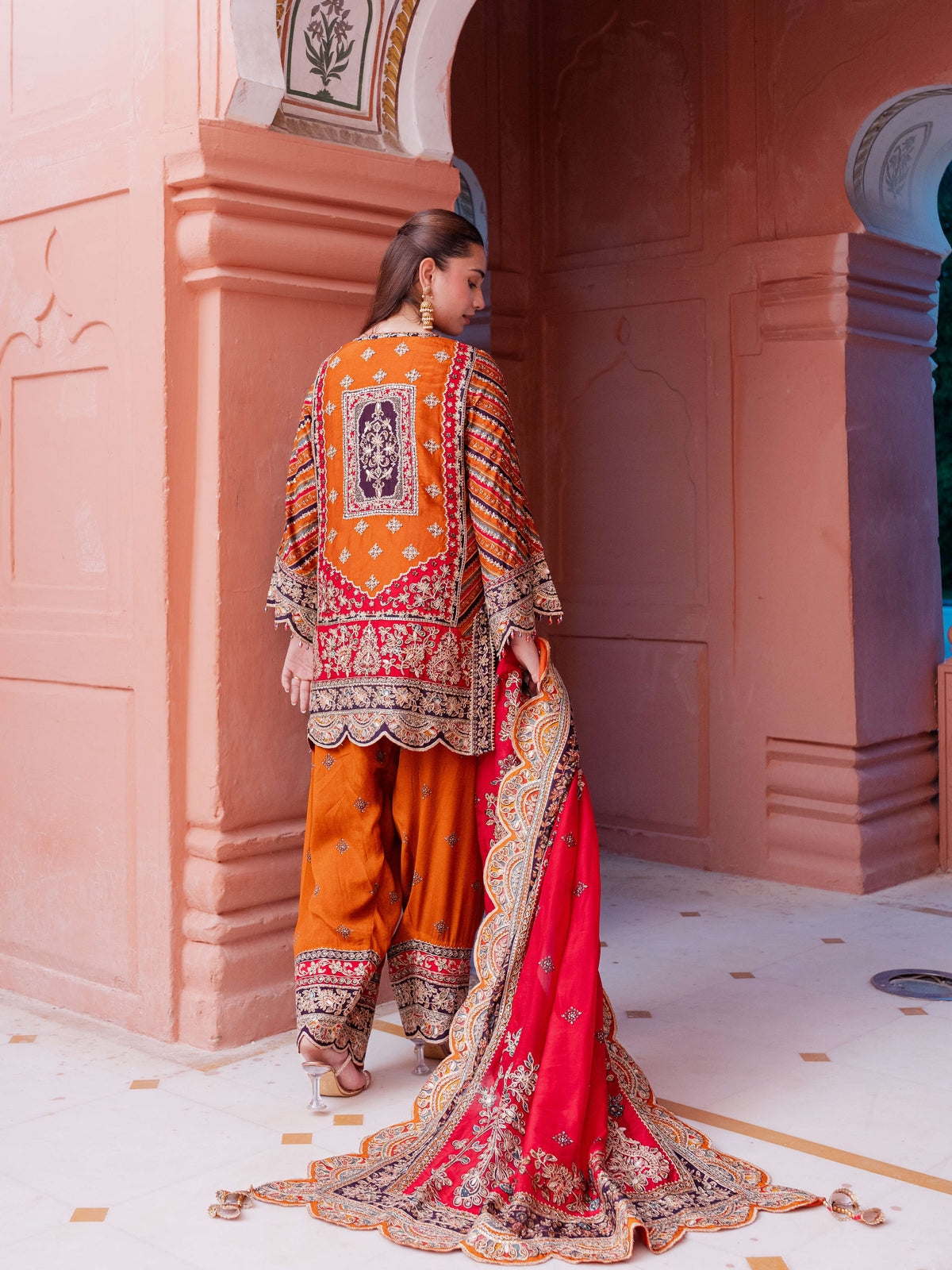 Noor Burnt Orange Kurta with Farshi Salwar
