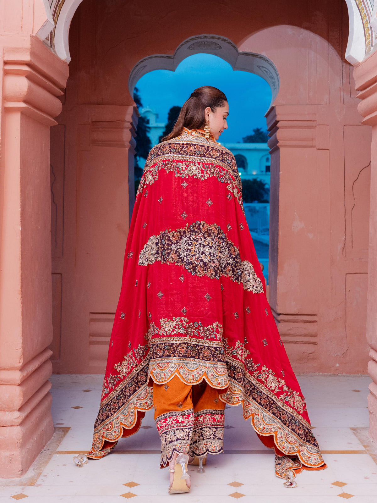 Noor Burnt Orange Kurta with Farshi Salwar