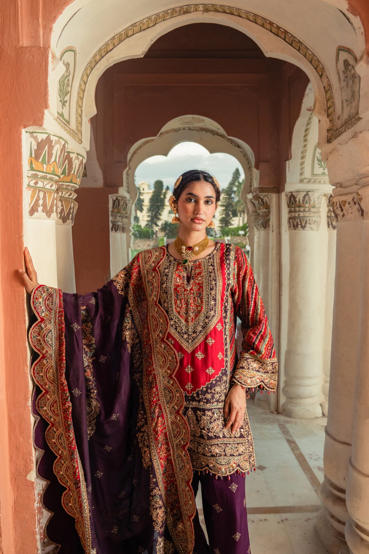 Noor Purple Kurta with Farshi Salwar