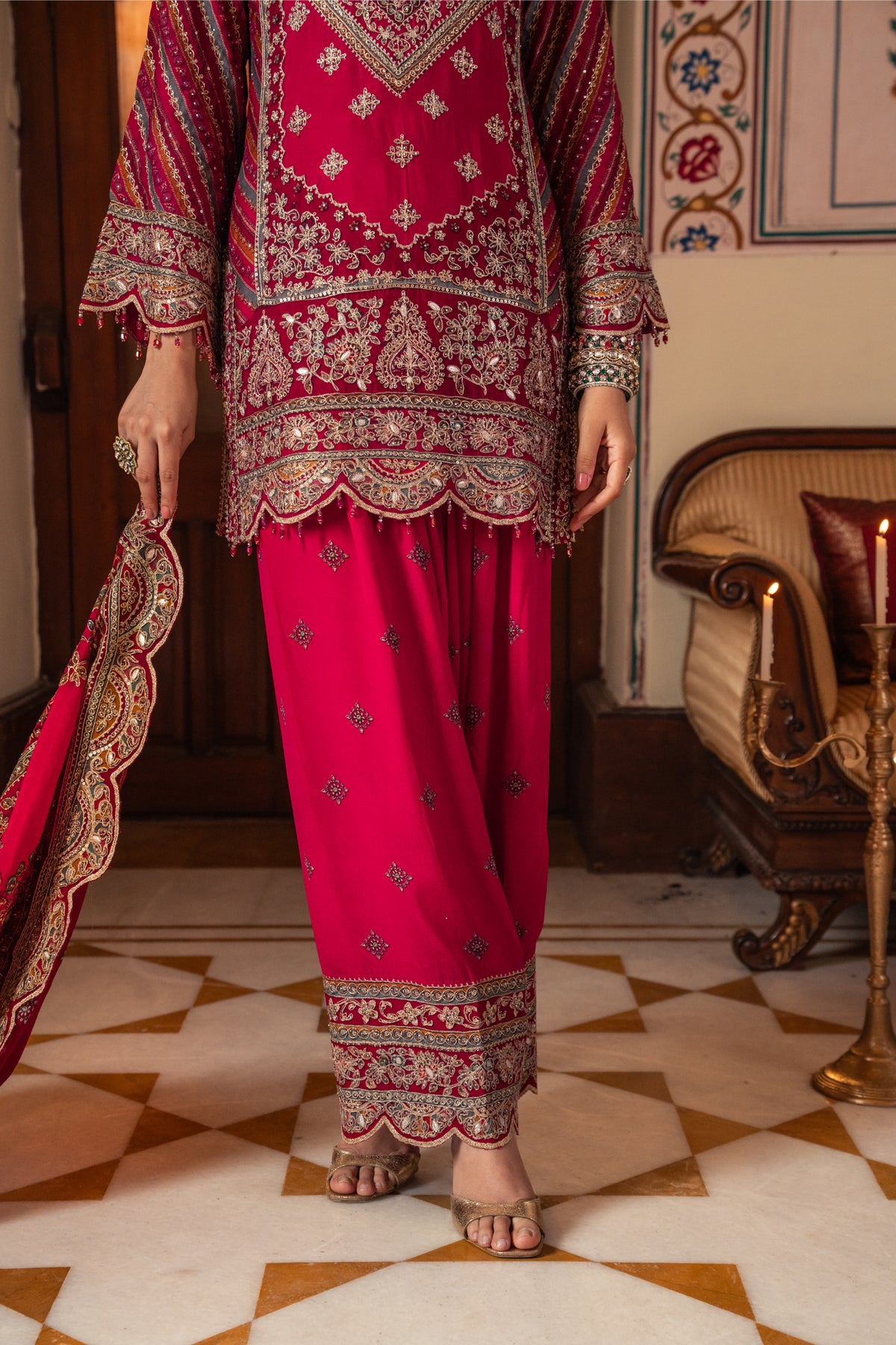 Noor Raani Pink Kurta with Farshi Salwar